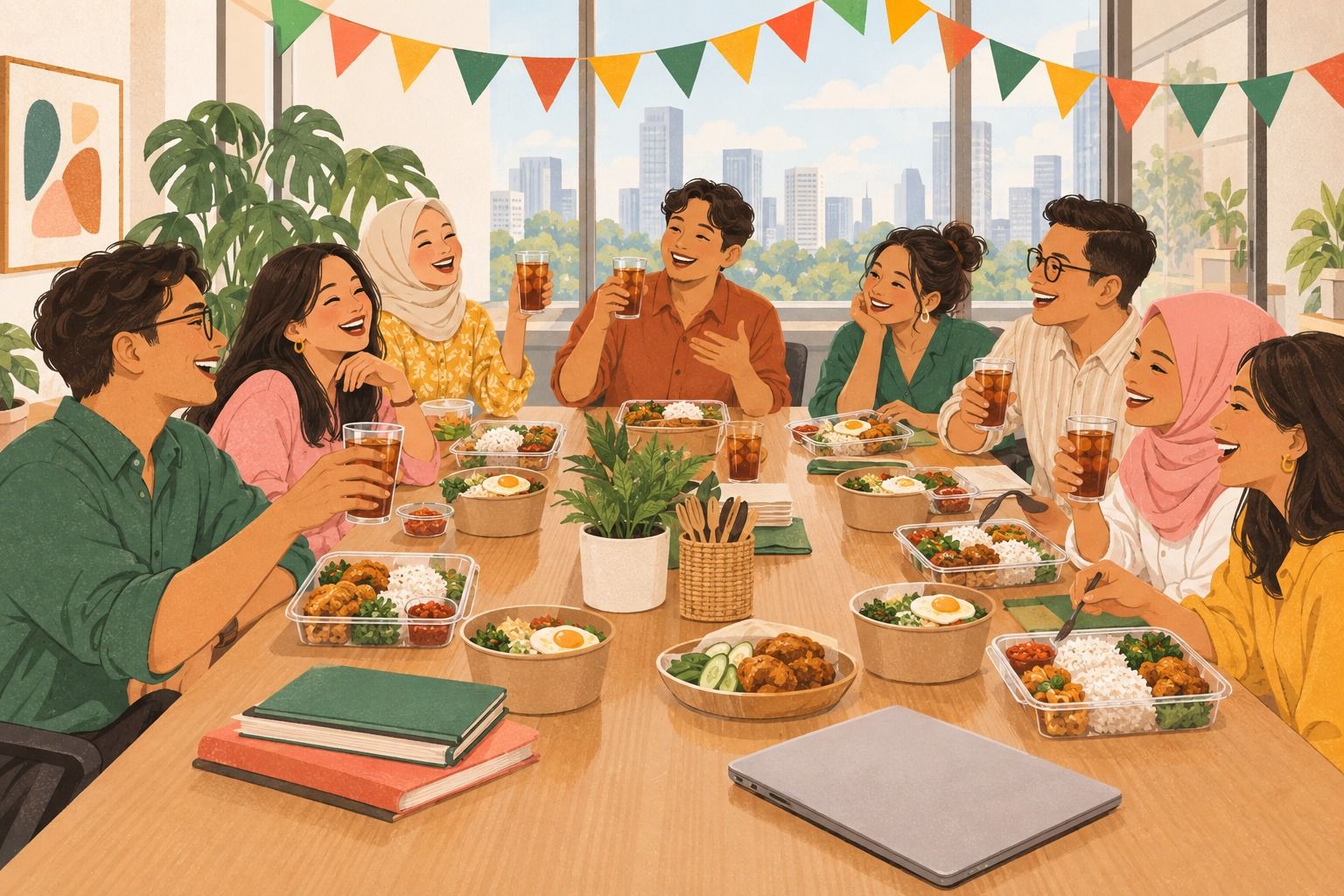 Ilustrasi gathering dengan hidangan faiha.id